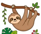 friendly sloth with simple forest details