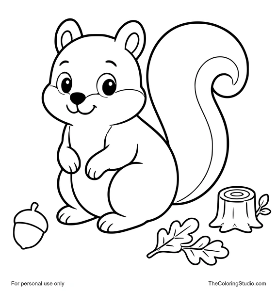 friendly squirrel with simple forest details