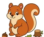 friendly squirrel with simple forest details