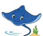 friendly stingray gliding over soft sand with a water ripple
