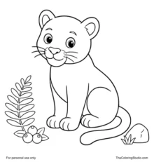 gentle panther resting with simple forest details