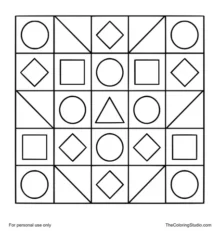 geometric pattern with circles squares triangles and diamonds