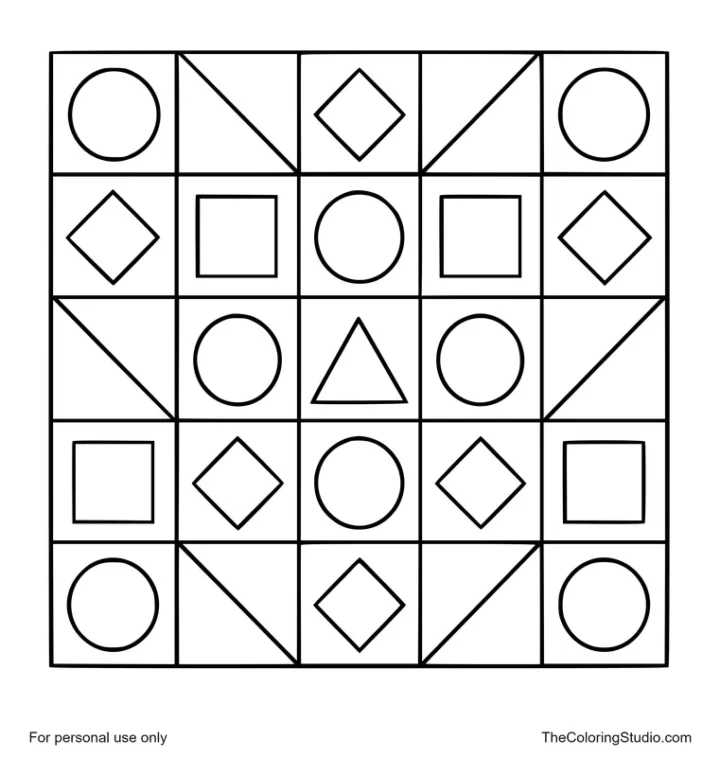 geometric pattern with circles squares triangles and diamonds
