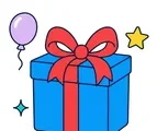 gift box with balloon and star