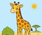 friendly giraffe standing with simple savannah details