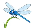 Graceful dragonfly with long wings perched above simple water ripples on a white background.