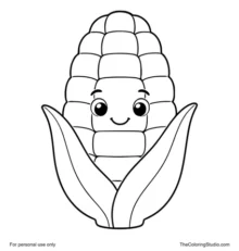 happy corn cob with green husk
