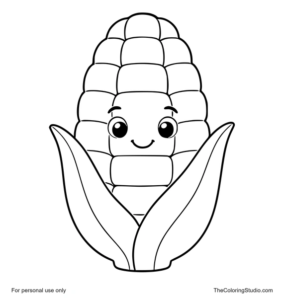 happy corn cob with green husk