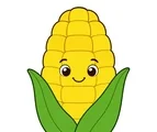 happy corn cob with green husk
