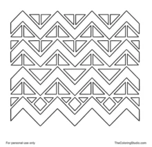 Layered chevron tile bands with triangles and diamond connectors on a white background.