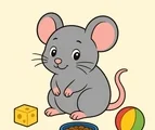 friendly mouse sitting with simple pet details