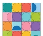 Circle tile grid with large colorful circles inside square geometric cells on a white background.