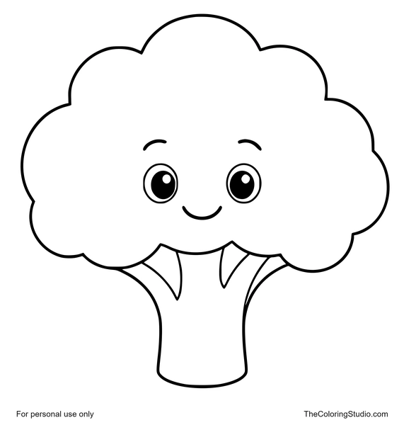 smiling broccoli floret with a simple green stem