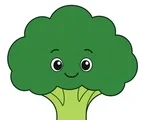 smiling broccoli floret with a simple green stem