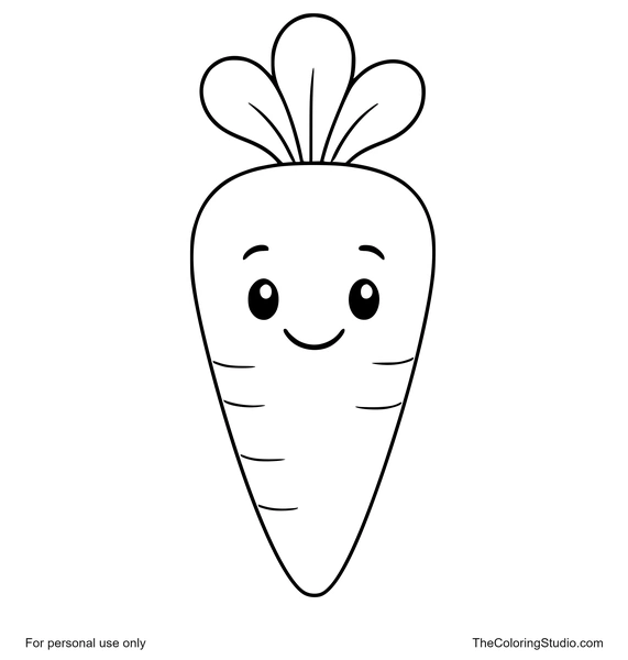 smiling carrot with simple green leaves