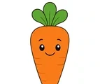 smiling carrot with simple green leaves