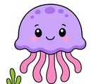 smiling jellyfish floating with soft ocean ripples