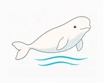 Adult beluga whale swimming with a rounded forehead, two short flippers, and a broad two-lobed tail.