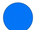 Large bright blue circle with a smooth outline centered on a pure white background.