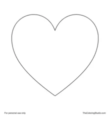Large red heart with balanced upper curves and a pointed lower tip centered on a pure white background.