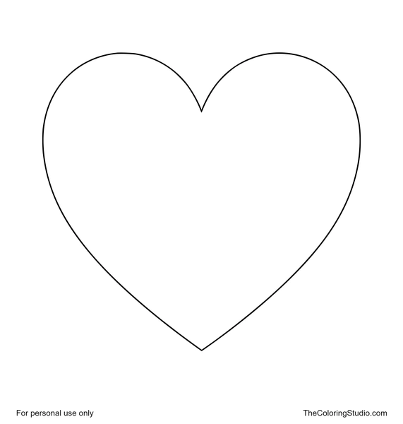Large red heart with balanced upper curves and a pointed lower tip centered on a pure white background.