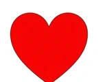 Large red heart with balanced upper curves and a pointed lower tip centered on a pure white background.