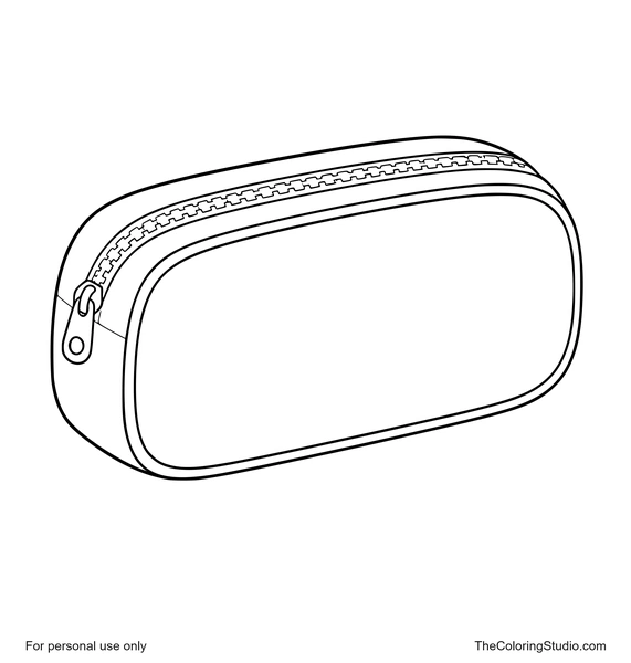 Rounded pencil case with a simple zipper and bright flat colors on a white background.