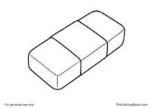 Diagonal school eraser with rounded corners and a plain colored sleeve on a white background.
