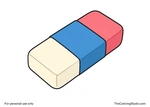Diagonal school eraser with rounded corners and a plain colored sleeve on a white background.