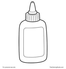 School glue bottle with rounded body, simple cap, and plain label on a white background.