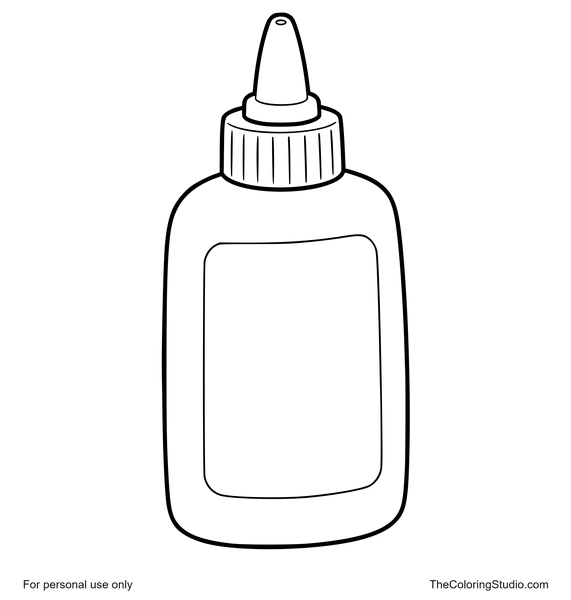 School glue bottle with rounded body, simple cap, and plain label on a white background.