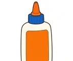 School glue bottle with rounded body, simple cap, and plain label on a white background.