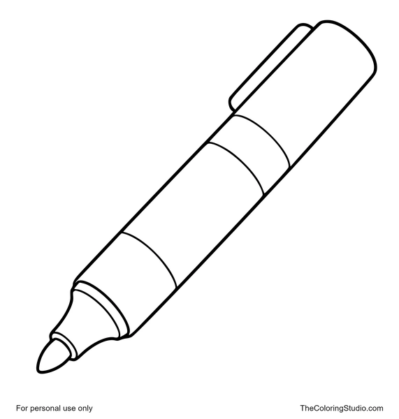 Bright school marker with a rounded body, simple cap, and plain label band on a white background.