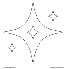 Large colorful twinkle with two small sparkle accents on a white background.
