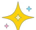 Large colorful twinkle with two small sparkle accents on a white background.