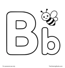 Uppercase B and lowercase b with a small bee on a white background.