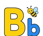 Uppercase B and lowercase b with a small bee on a white background.