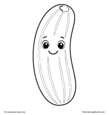 smiling green cucumber with a friendly face