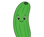 smiling green cucumber with a friendly face