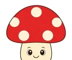 friendly smiling mushroom with large spots