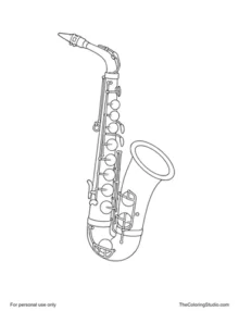 Classic golden alto saxophone with curved neck, dark mouthpiece, grouped keys, lower bow, and flared bell.