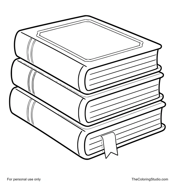 Colorful stack of three rounded school books with simple page edges on a white background.
