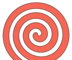 Large coral spiral with smooth evenly spaced turns centered on a pure white background.