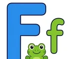Uppercase F and lowercase f with a small frog on a white background.