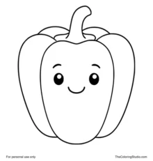 friendly red bell pepper with a smiling face