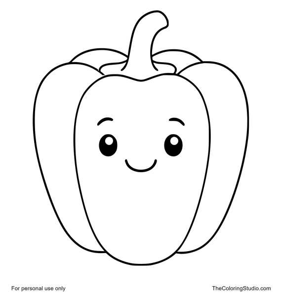 friendly red bell pepper with a smiling face