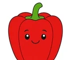 friendly red bell pepper with a smiling face