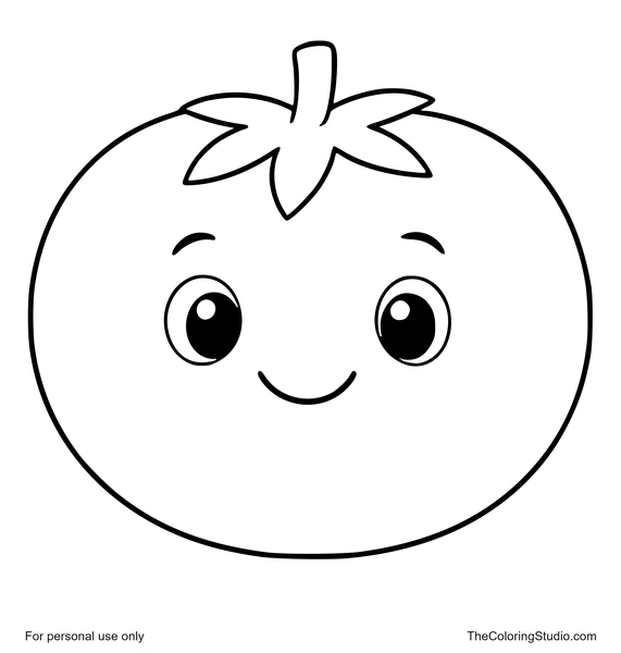 friendly red tomato with a small green leafy crown
