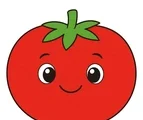 friendly red tomato with a small green leafy crown