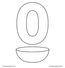 Large number 0 with a small empty bowl below it on a white background.
